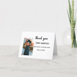 Cartão De Agradecimento Festa de formatura QR branco preto fotográfico clá