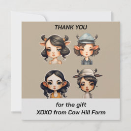 Cartão De Agradecimento Festa de Garotas-Vacas