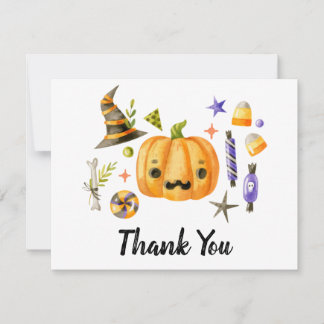 Cartão De Agradecimento Festa de Halloween Espetacular da Abóbora Boo Fofa