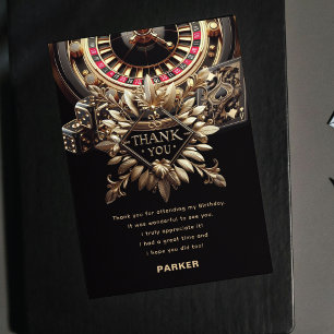 Cartão De Agradecimento Festa de Noite de Jogo Dourada