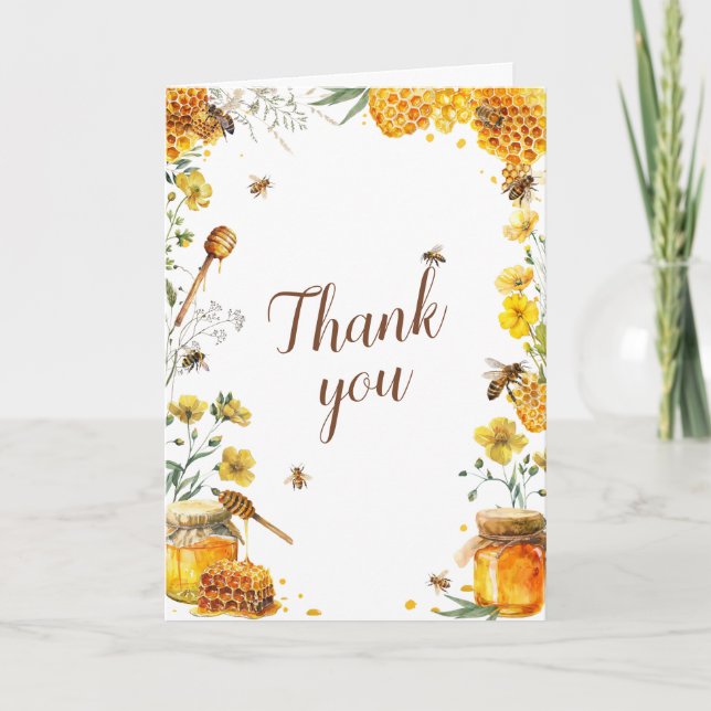 Cartão De Agradecimento Festa de Noiva: Ela Encontrou seu Mel (Frente)