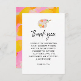 Cartão De Agradecimento Festa de Pintura 1º Festa de Aniversário Obrigado