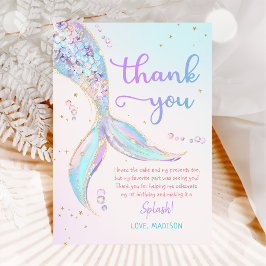 Cartão De Agradecimento Festa de primeiro aniversario da Piscina Mermaid S