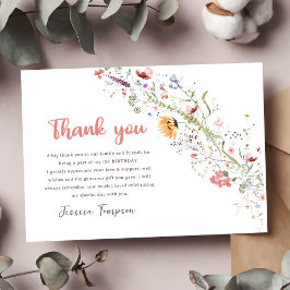 Cartão De Agradecimento Festa de primeiro aniversario de Bebê de Flor Selv