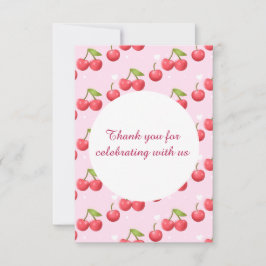 Cartão De Agradecimento Festa de primeiro aniversario de Cereja
