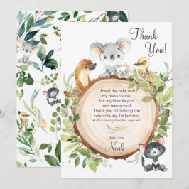 Cartão De Agradecimento Festa de primeiro aniversario de Cute Koala