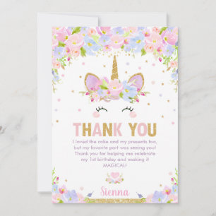 Cartão De Agradecimento Festa de primeiro aniversario de Garota Feliz Flor