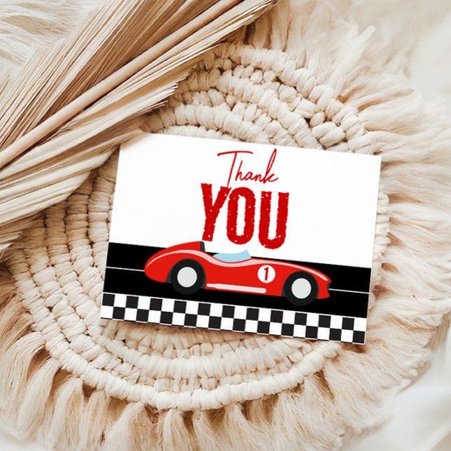 Cartão De Agradecimento Festa de primeiro aniversario Rápido de Um Carro (Criador carregado)