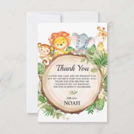 Cartão De Agradecimento Festa de primeiro aniversario Safari dos Animais S
