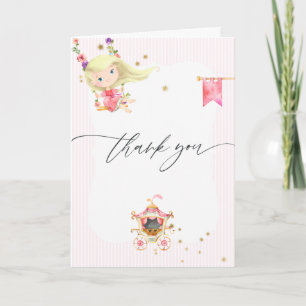 Cartão De Agradecimento Festa de segundo aniversário Princesa Rosa e Dour
