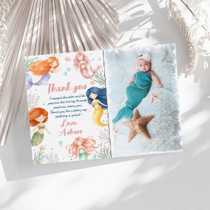 Cartão De Agradecimento Festa de Sereia Personalizada com Piadas de Sereia