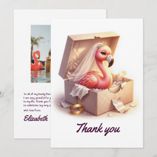 Cartão De Agradecimento Festa de Solteira Flamingo Bagunçado Foto