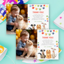 Cartão De Agradecimento Festa de Um Ano do Cachorro em Aquarela