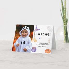 Cartão De Agradecimento Festa de um ano do fantasma aquarela para crianças