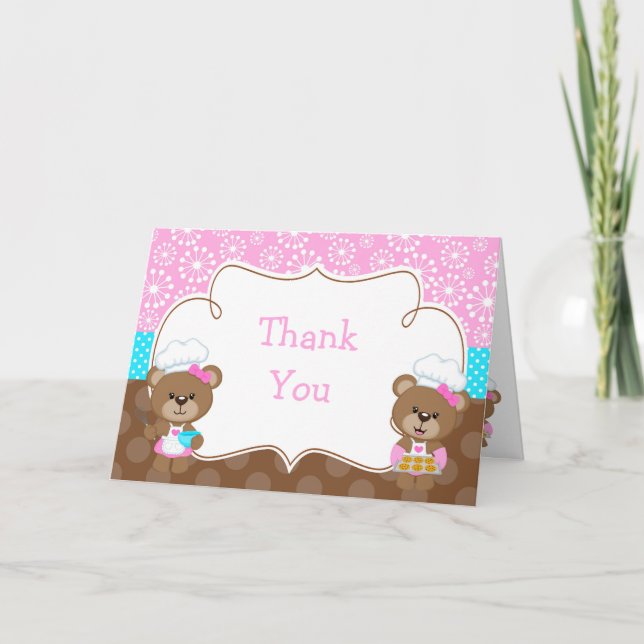 Cartão De Agradecimento Festa de Urso de Chef cozinhar (Frente)