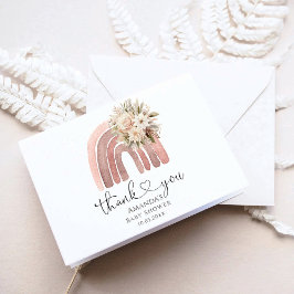 Cartão De Agradecimento Festa do Chá de fraldas Boho Rainbow