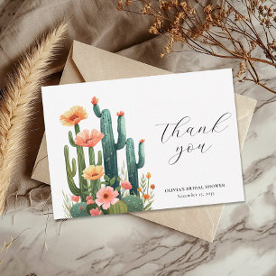Cartão De Agradecimento Festa Floral de Cactus Casamento