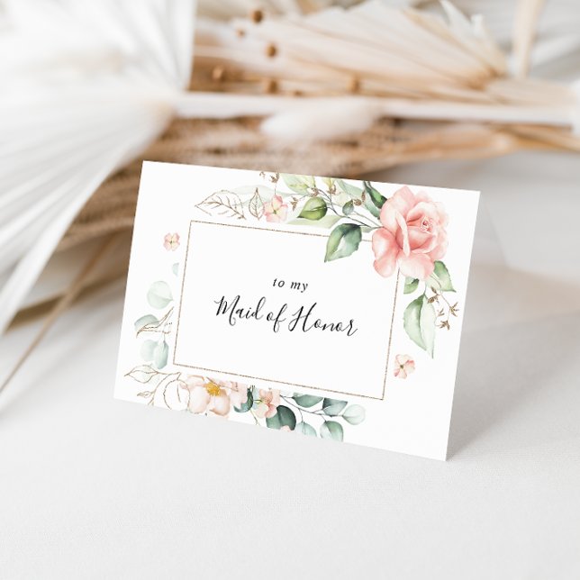 Cartão De Agradecimento Festa Geométrica Dourada Foliage Bridal Obrigado (Criador carregado)