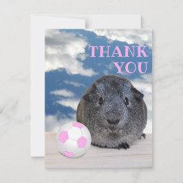 Cartão De Agradecimento Festa Infantil Porquinho-da-índia com Bola de Fute