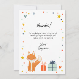 Cartão De Agradecimento Festa Moderna da Raposa Bonita Obrigado