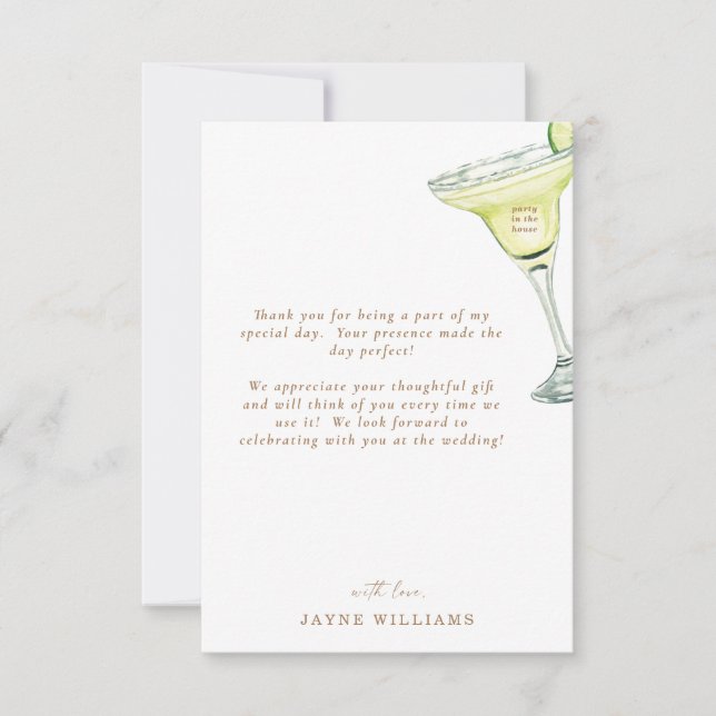 Cartão De Agradecimento Festa na Câmara Mensagem Margarita Obrigado (Frente)