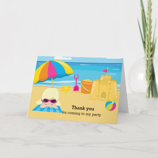 Cartão De Agradecimento Festa na praia (Frente)