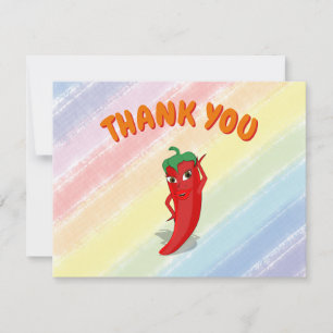 Cartão De Agradecimento Festa Pimenta Vermelha Diva Texto Personalizado Ar