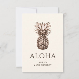 Cartão De Agradecimento Festa tropical de Aloha com abacaxi-vintage