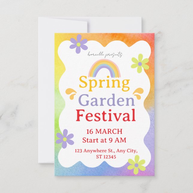 Cartão De Agradecimento Festival Invitation – Vibrant Event Party Invite (Frente)