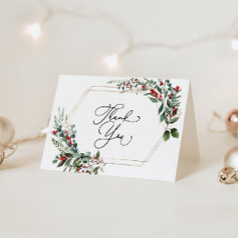 Cartão De Agradecimento Festive Red Berries Winter Holly Greenery