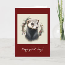 Festivo Ferret Pet Folheto/Cartão de Natal