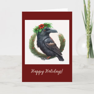 Cartão De Agradecimento Festivo Raven Folheado/Cartão de Natal