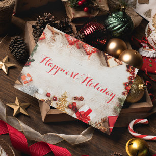 Cartão De Agradecimento Festivo Red Merry Natal Typografia Negócios
