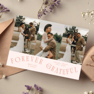 Cartão De Agradecimento Ficha de Casamento de Pêssego Multi Foto Grata par