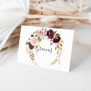 Cartão De Agradecimento Ficha Gracias de Casamento Dobrado Rustic Floral
