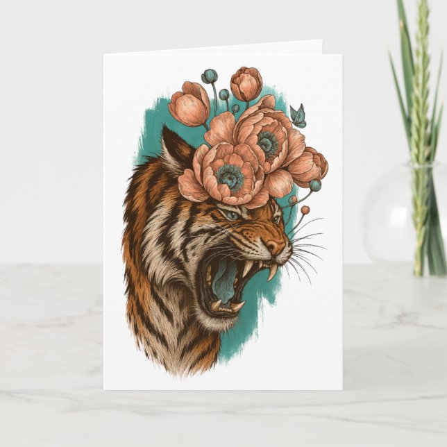 Cartão De Agradecimento Fiery Tiger Bloom (Frente)