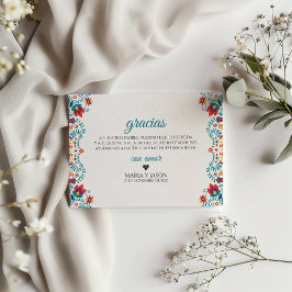 Cartão De Agradecimento Fiesta Colorful Botanical Floral Spanish Wedding