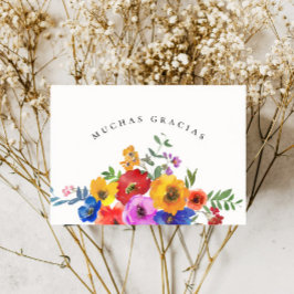 Cartão De Agradecimento Fiesta Colorful Floral México Casamento Espanhol