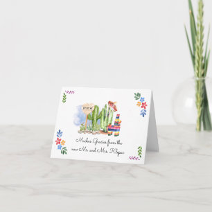 Cartão De Agradecimento Fiesta Wedding Watercolor Thank You Card