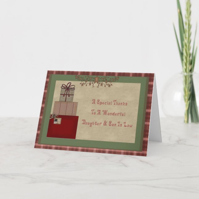 Cartão De Agradecimento Filha E Filho Em Direito Presente De Natal Obrigad (Frente)