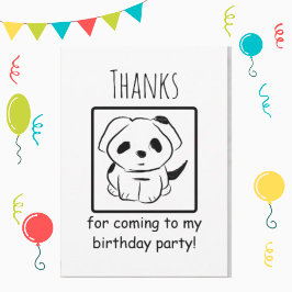 Cartão De Agradecimento Filhote Preto Fofo Doodle Aniversário Obrigado