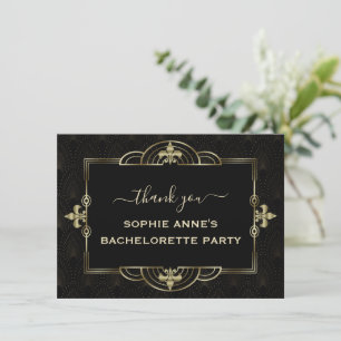 Cartão De Agradecimento Fim de Semana da Bachelorette de Arte Dourada Glam