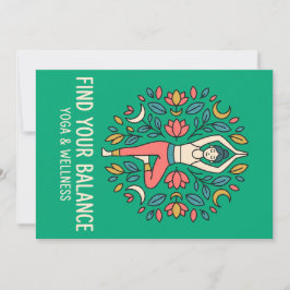 Cartão De Agradecimento Find Your Balance Yoga & Wellness Tree Pose Mandal