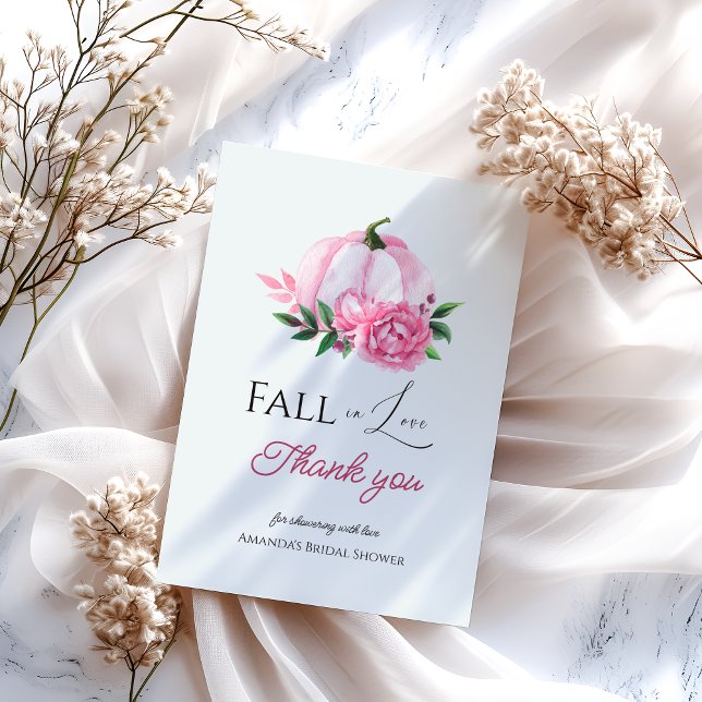 Cartão De Agradecimento Fique Apaixonada Chuveiro de Noiva Rústico Abóbora (Criador carregado)