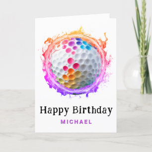 Cartão De Agradecimento *~* Fire AP94 Modern Golf Ball Aniversário Card