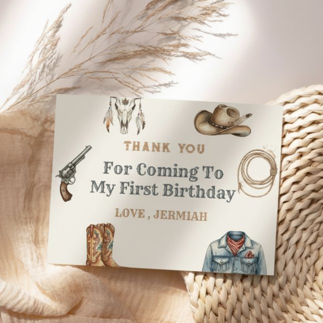Cartão De Agradecimento First Rodeo Wild West Cowboy Blue Birthday (Criador carregado)