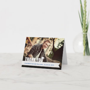 Cartão De Agradecimento Fita de Sobreposição Branca Boina de Graduação Fot