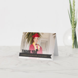 Cartão De Agradecimento Fita de Sobreposição Preta Boina de Graduação Foto