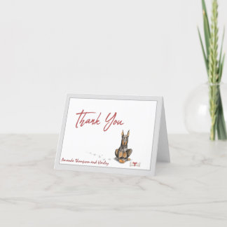 Cartão De Agradecimento Fita Óssea Personalizada de Pet Dog Doberman