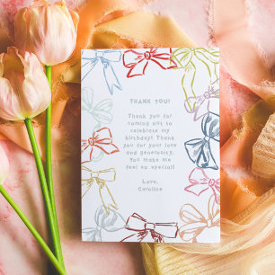 Cartão De Agradecimento Fitas e Arcos Aquarela Aniversário Obrigado